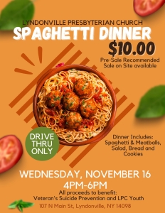 Spaghetti Dinner Fundraiser @ Lyndonville Presbyterian